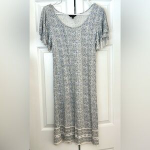 LUCKY BRAND Dress Blue Boho Scoop Neck Flutter Sleeve Shirtdress **LIKE NEW**